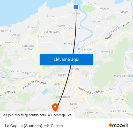 La Capilla (Suances) to Cartes map