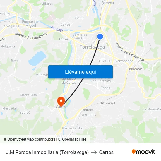 J.M Pereda Inmobiliaria (Torrelavega) to Cartes map