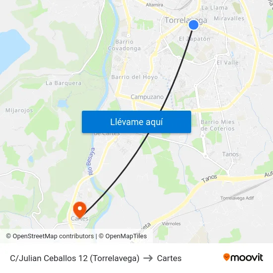 C/Julian Ceballos 12 (Torrelavega) to Cartes map