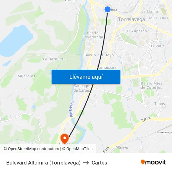 Bulevard Altamira (Torrelavega) to Cartes map