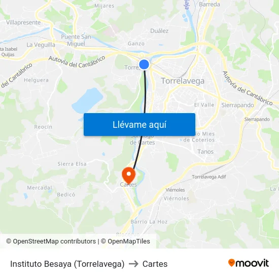 Instituto Besaya (Torrelavega) to Cartes map