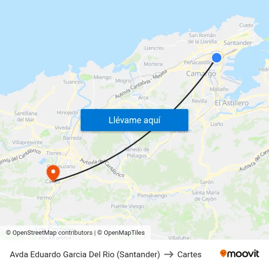 Avda Eduardo Garcia Del Rio (Santander) to Cartes map