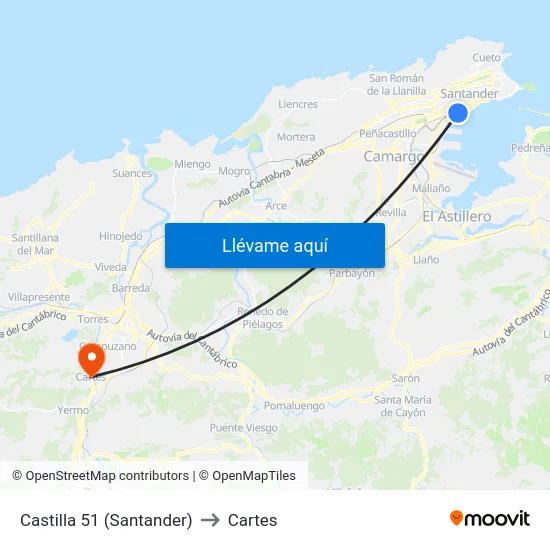 Castilla 51 (Santander) to Cartes map