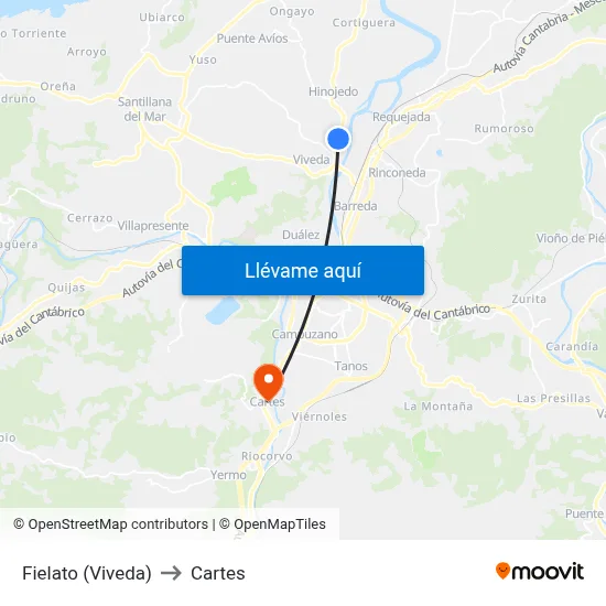 Fielato (Viveda) to Cartes map