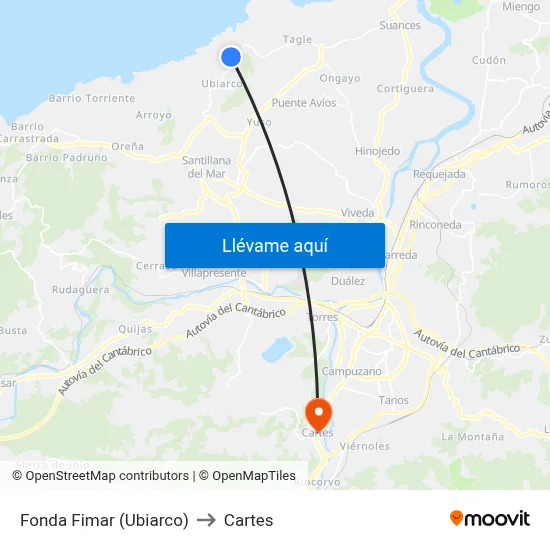 Fonda Fimar (Ubiarco) to Cartes map