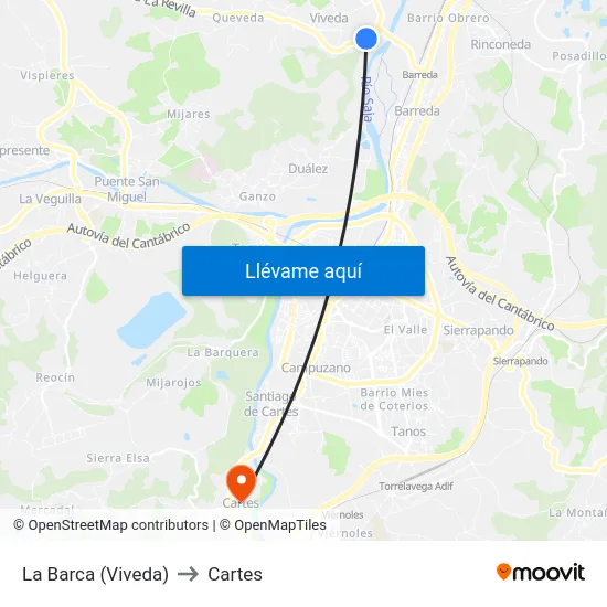 La Barca (Viveda) to Cartes map