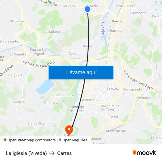 La Iglesia (Viveda) to Cartes map