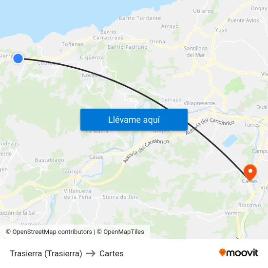Trasierra (Trasierra) to Cartes map
