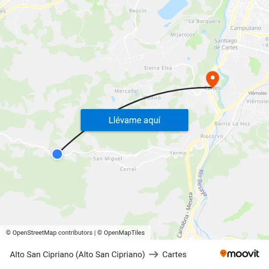 Alto San Cipriano (Alto San Cipriano) to Cartes map