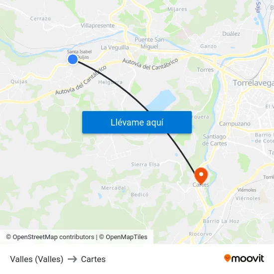 Valles (Valles) to Cartes map