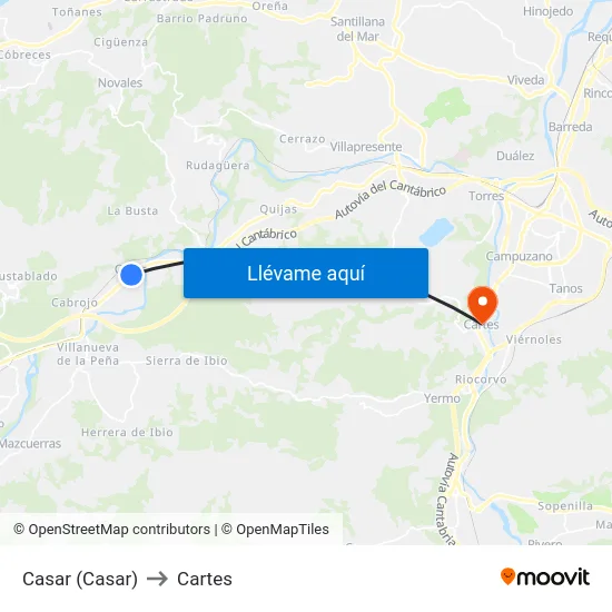 Casar (Casar) to Cartes map