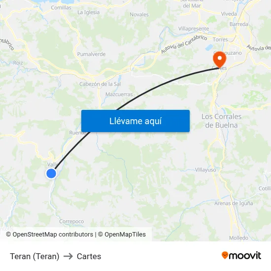 Teran (Teran) to Cartes map