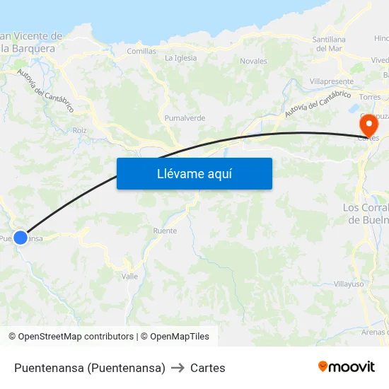 Puentenansa (Puentenansa) to Cartes map