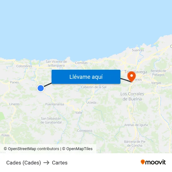 Cades (Cades) to Cartes map