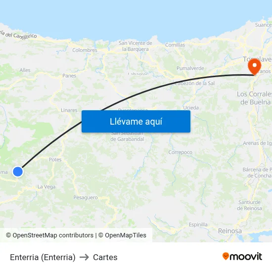 Enterria (Enterria) to Cartes map