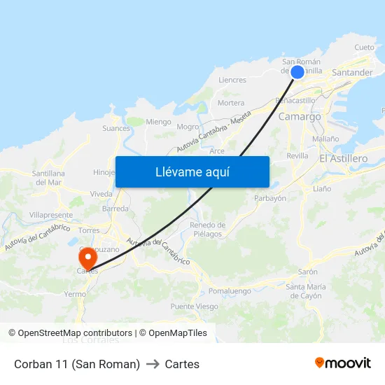 Corban 11 (San Roman) to Cartes map