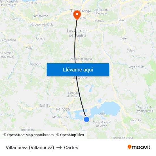 Villanueva (Villanueva) to Cartes map