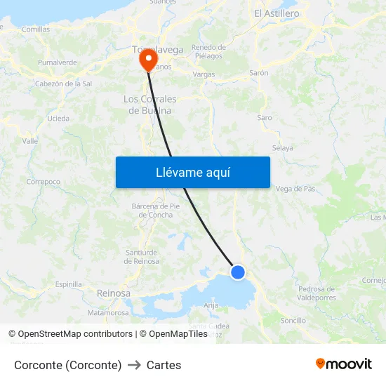 Corconte (Corconte) to Cartes map
