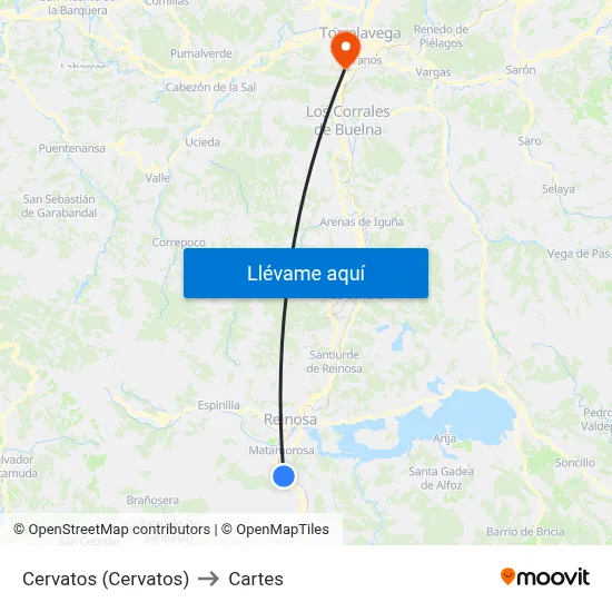 Cervatos (Cervatos) to Cartes map