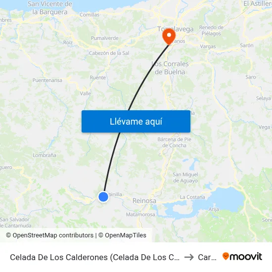 Celada De Los Calderones (Celada De Los Calderones) to Cartes map