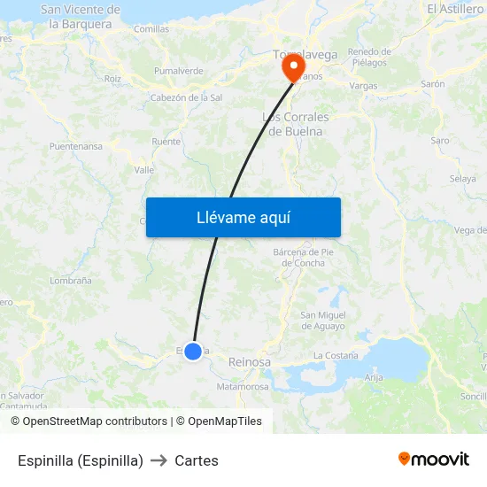 Espinilla (Espinilla) to Cartes map