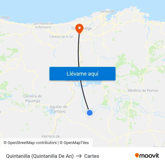 Quintanilla (Quintanilla De An) to Cartes map