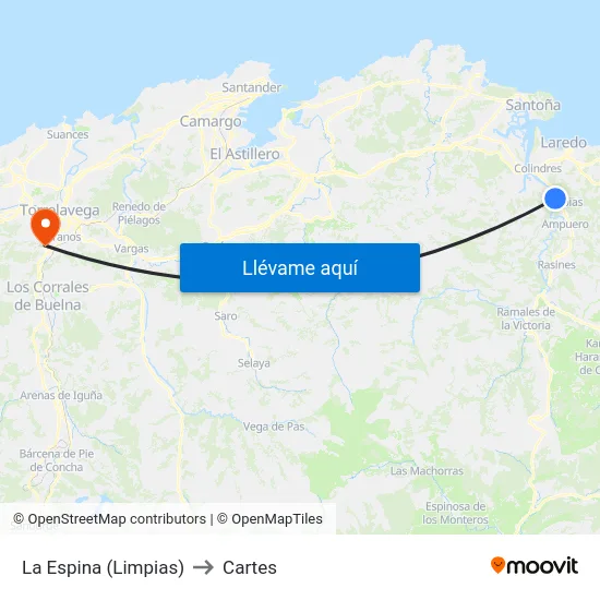 La Espina (Limpias) to Cartes map