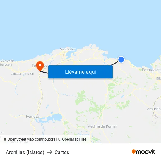 Arenillas (Islares) to Cartes map