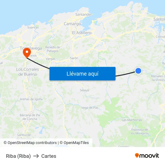 Riba (Riba) to Cartes map