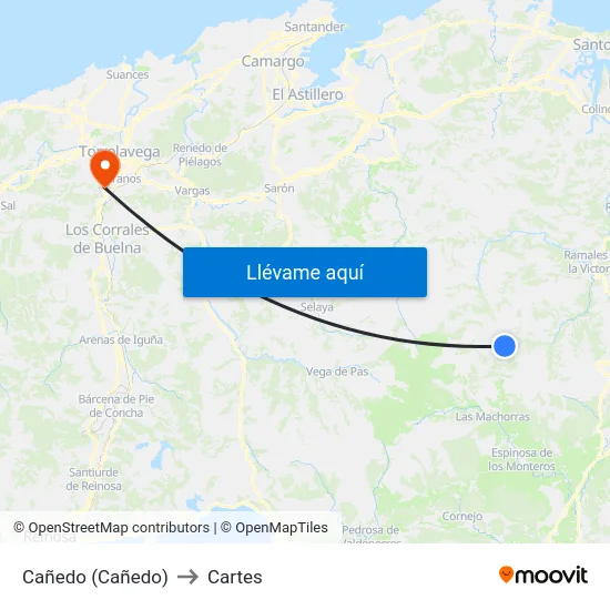 Cañedo (Cañedo) to Cartes map