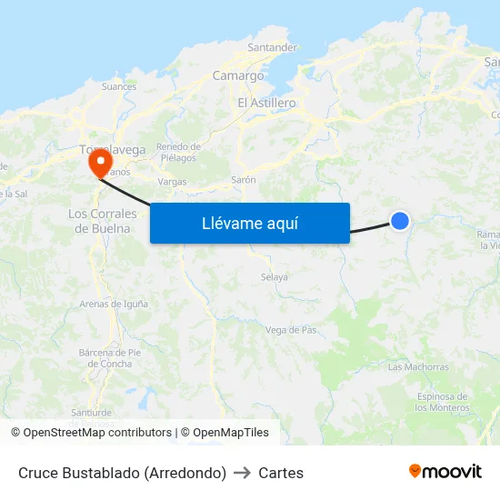 Cruce Bustablado (Arredondo) to Cartes map