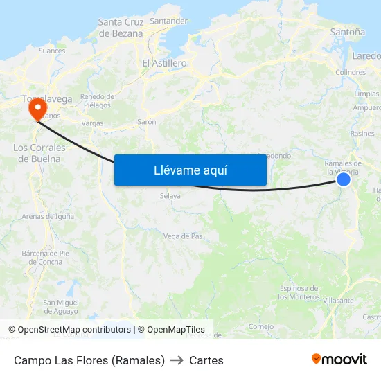 Campo Las Flores (Ramales) to Cartes map
