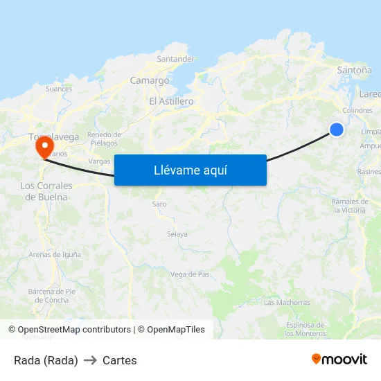 Rada (Rada) to Cartes map