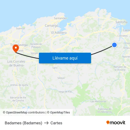 Badames (Badames) to Cartes map