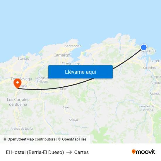 El Hostal (Berria-El Dueso) to Cartes map