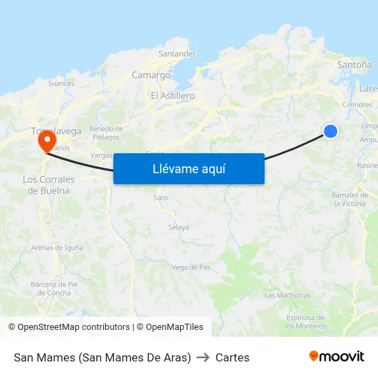 San Mames (San Mames De Aras) to Cartes map