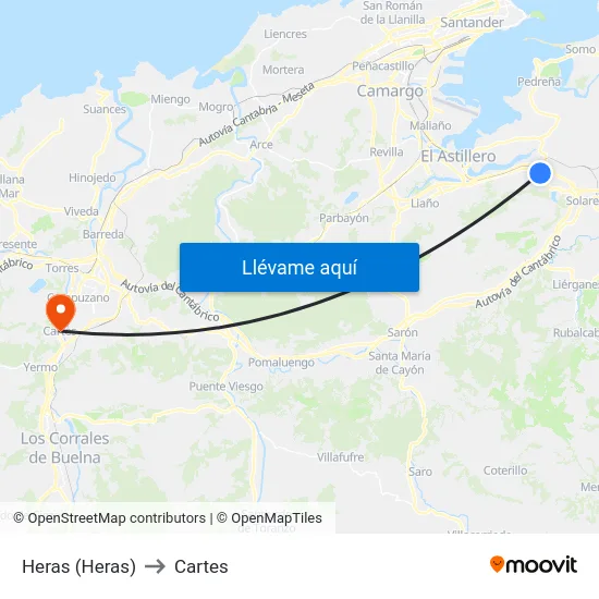 Heras (Heras) to Cartes map