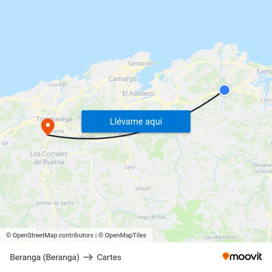 Beranga (Beranga) to Cartes map