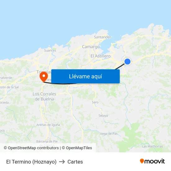 El Termino (Hoznayo) to Cartes map