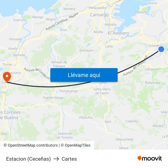 Estacion (Ceceñas) to Cartes map