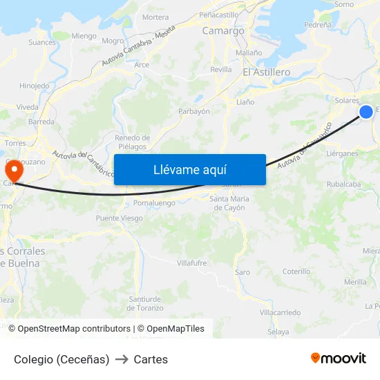 Colegio (Ceceñas) to Cartes map