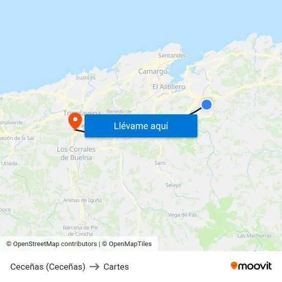 Ceceñas (Ceceñas) to Cartes map