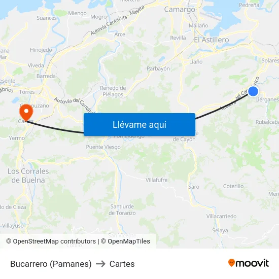 Bucarrero (Pamanes) to Cartes map