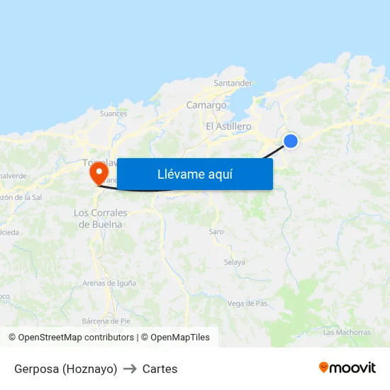 Gerposa (Hoznayo) to Cartes map