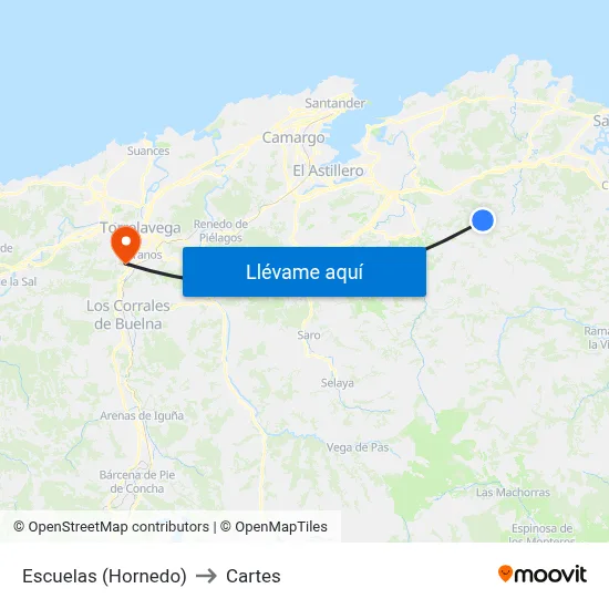 Escuelas (Hornedo) to Cartes map