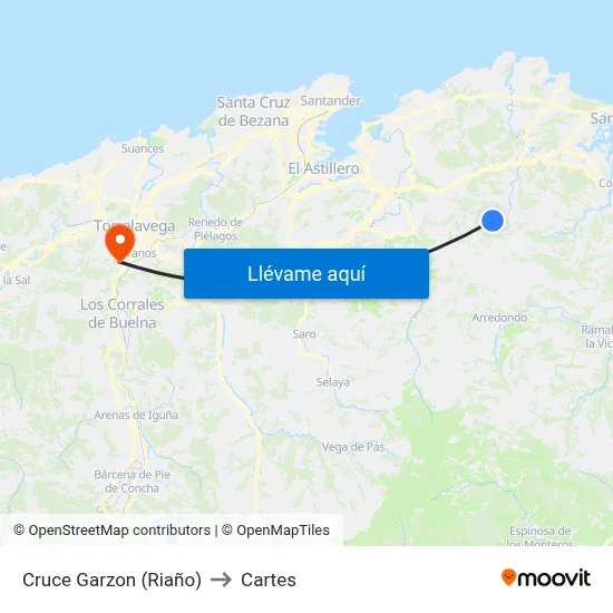 Cruce Garzon (Riaño) to Cartes map
