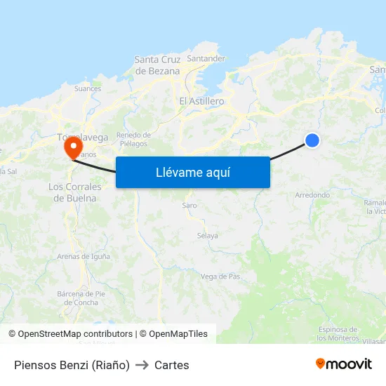 Piensos Benzi (Riaño) to Cartes map