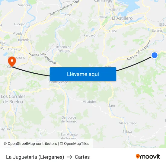 La Jugueteria (Lierganes) to Cartes map