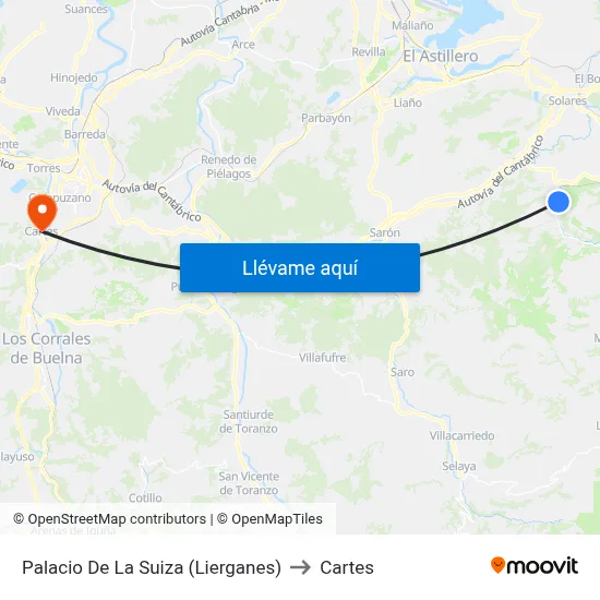 Palacio De La Suiza (Lierganes) to Cartes map