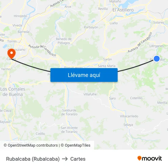 Rubalcaba (Rubalcaba) to Cartes map